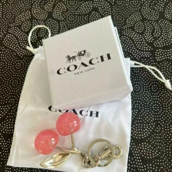 Coach Cherry Brass Cherry Bag Charm Keychain - Picture 4 of 4